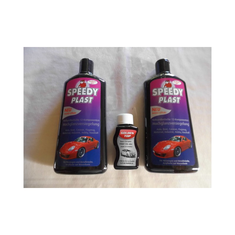 2 X Speedy-Plast mit Nano-Effekt, a.500ml. GFK geeignet. 1 X Golden-Top * Plastikpflege * 100ml.